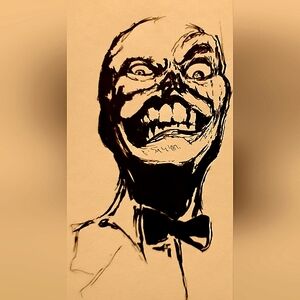 Bold Black and Tan Drawing with Exaggerated Features original artwork prints